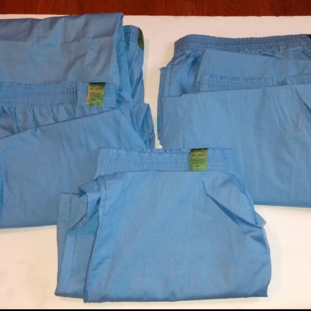 5 Pair 2xl Blue Scrub Pants Fashion Seal Healthcare Elastic Waist